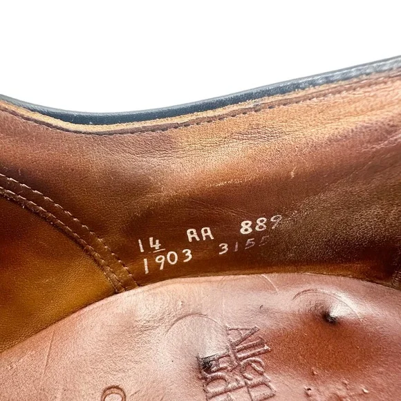 Allen Edmonds | Chester Black Leather Wingtip Oxford Dress Shoes | Size 14 AA - Picture 9 of 12